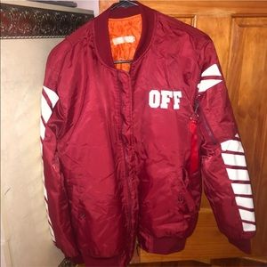 Off white red bomber jacket